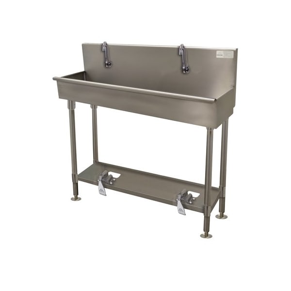 2 Stat 16 Ga. 304 SS Floor Mt Square Corner Sink - Toe-push Operated